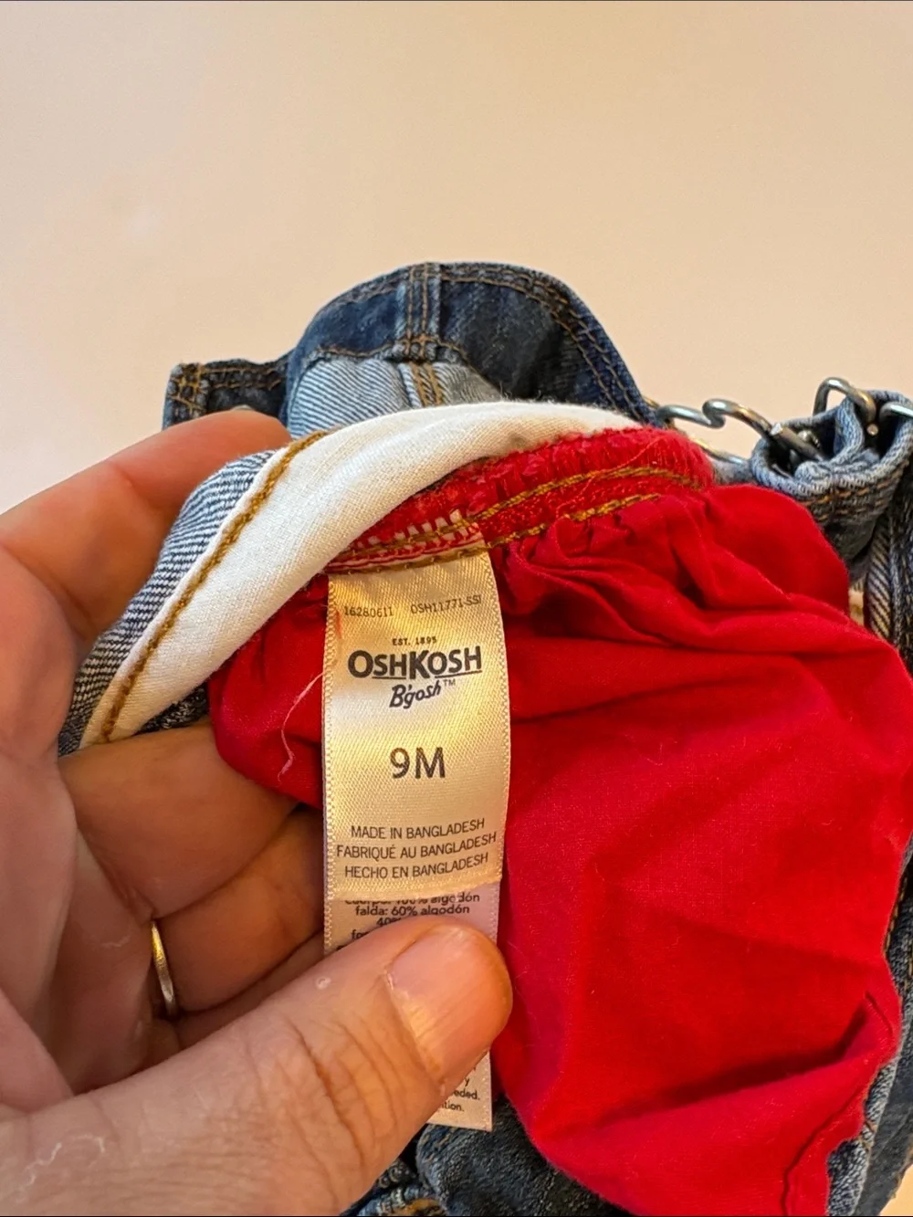 OshKosh B'gosh Denim Bib Skirt with Red Bandana Print